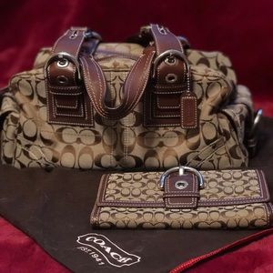 Pristine Coach purse with matching wallet.